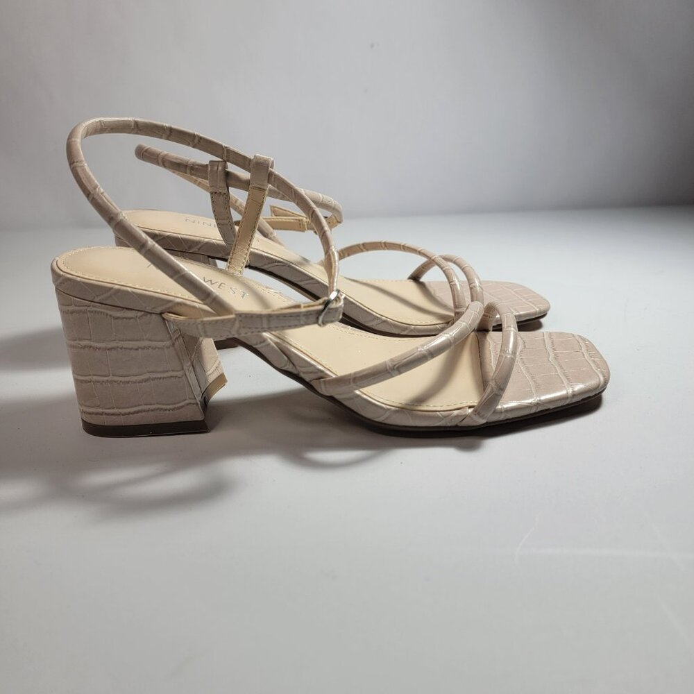 Nine West Women's Nude Grayce Faux Croc Leather Chunky Block Heels Size 7.5 - Picture 4 of 11